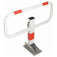 Commander Drop Down Frame Parking Post - Powder Coated White with Red Reflective Bands