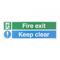  Fire Exit Keep Clear Sign - PVC - 150x450mm