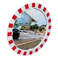 800mm Diameter Polymir Traffic Mirror with Red & White Frame