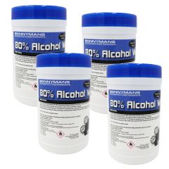 80% Alcohol Surface Disinfectant Wipes - x4 Packs of 100 Wipes
