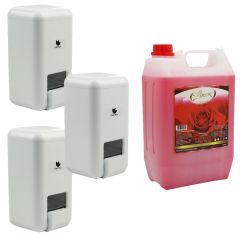Push-Button Soap Dispensers -  Pack of 3 - 1000ml Capacity with Antibacterial Hand Wash