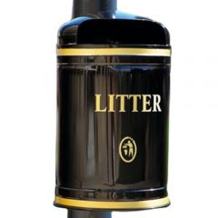 Knight Dome Top Post Mountable Litter Bin - 40 Litre Capacity