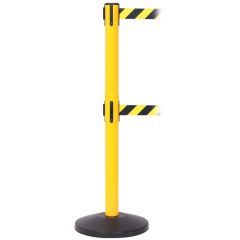SafetyMaster 450 Twin Retractable Belt Barrier - 3.4m Belts with Warning Message