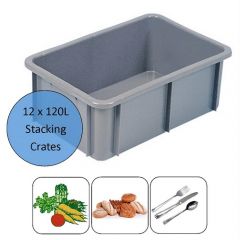 120 Litre HDPE Curved Lip Stacking Crates 