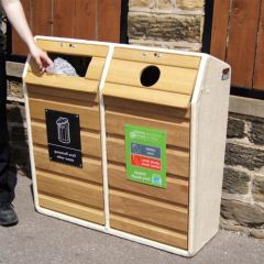 Double Timber Fronted Recycling Unit - 196 Litre