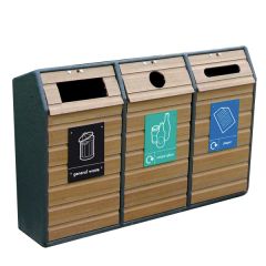 Timber Fronted Triple Recycling Unit - 294 Litre