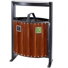 Hardwood Dual Litter & Recycling Bin - 78 Litre