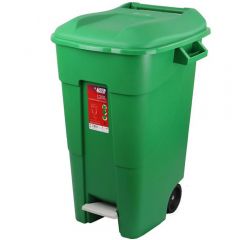 Pedal Operated Wheeled Litter Bin - 120 Litre Capacity - Solid Colour